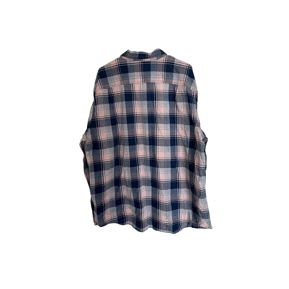 American Eagle Mens XXL Super Soft Flannel Shirt Pink Navy Plaid Button Down - Picture 2 of 6